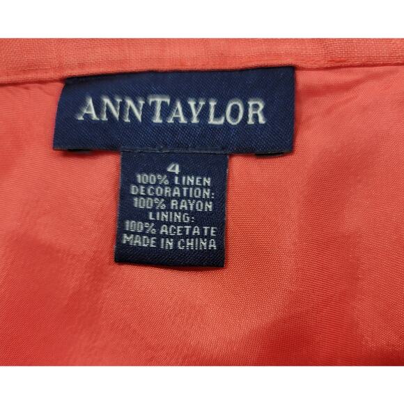 Ann Taylor Burnt Orange A Line Embroidered Skirt 4 Lightweight Flowy Soft Lined - Picture 4 of 5